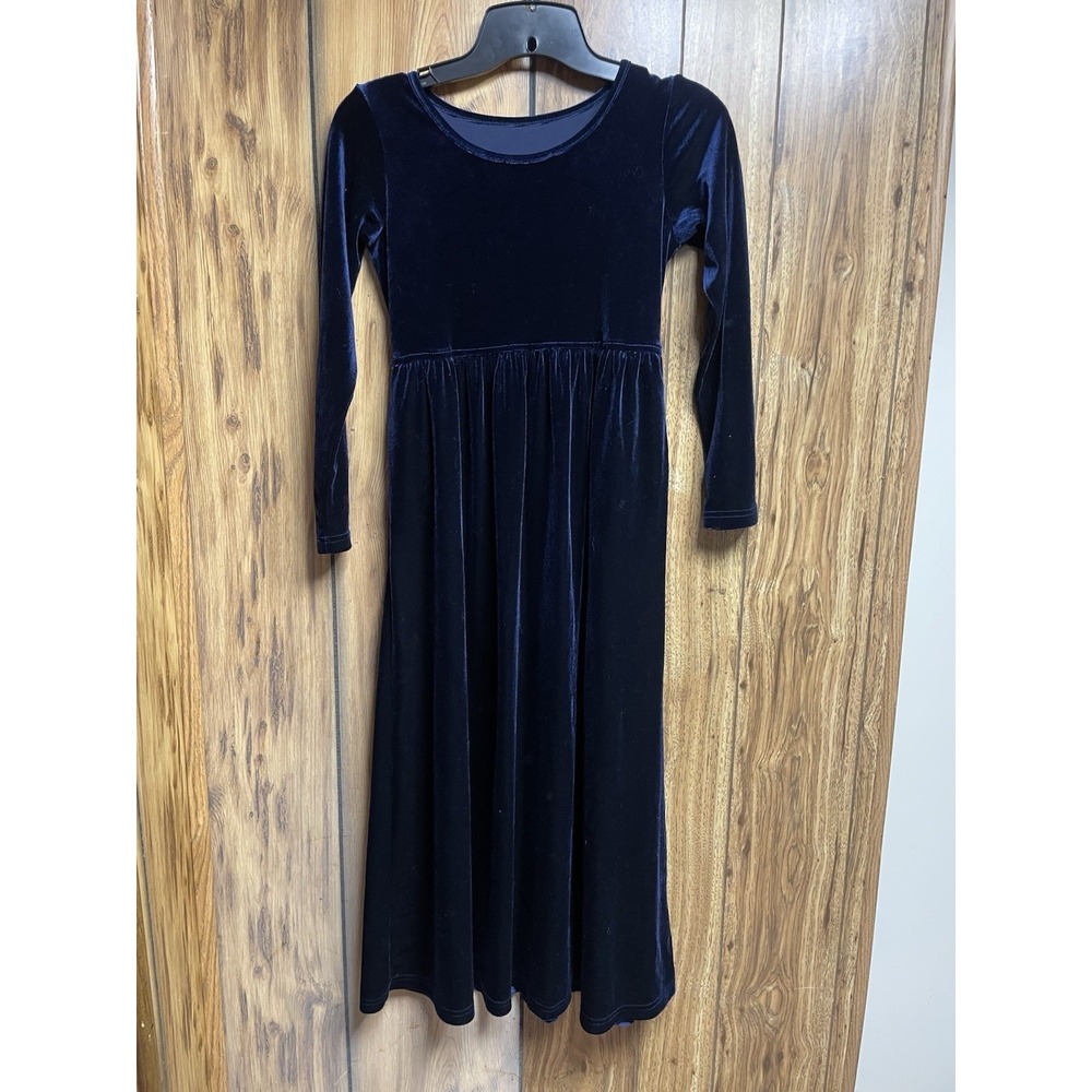 GAZIAR Girls Blue Velvet Maxi‎ Dress Fit & Flare XL Long Sleeve Holiday Wedding